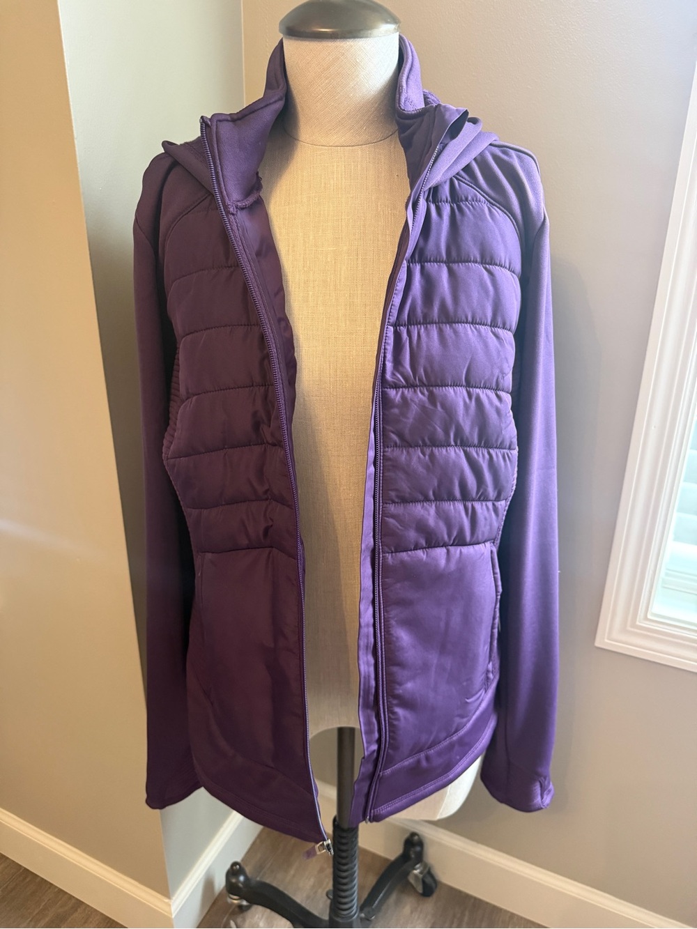 Tek gGear Deep Purple Athletic Quilted Hybrid Hoodie Jacket